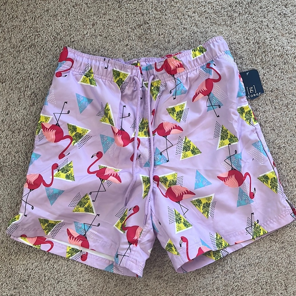 Large flamingo swimming trunks